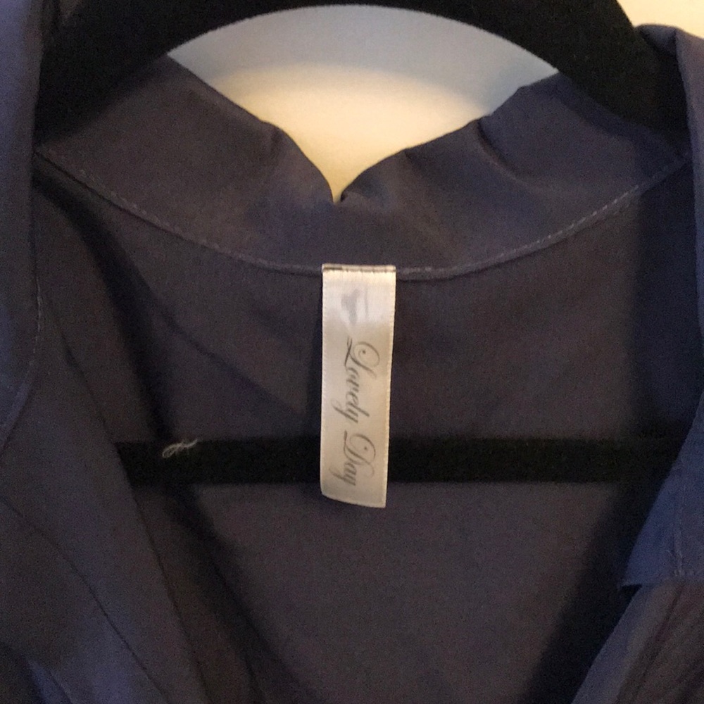 Gorgeous Navy Button Down With A Cold Shoulder - image 3